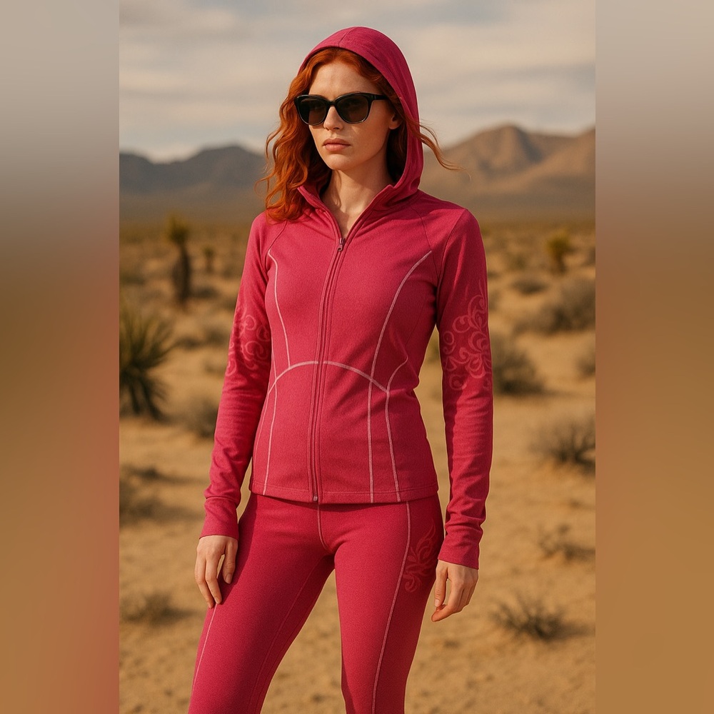 Athleta Pink Seamless Hoodie & Legging Athletic Set